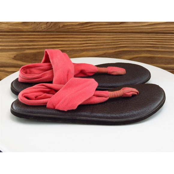 Sanuk Size 7 Sandal Thong Pink Fabric Women M - Picture 5 of 10